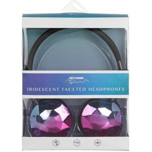 Art + Sound Glam Iridescent Faceted Headphones 4ft Cable 3.5mm Jack